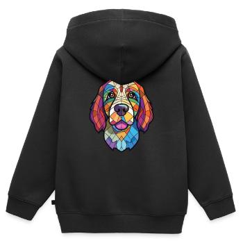 Cao De Castro Laboreiro race chien aquarelle verre - Sweat Premium à capuche zippé enfant bio - noir - Dos - AI Model Kid Male (0cm)