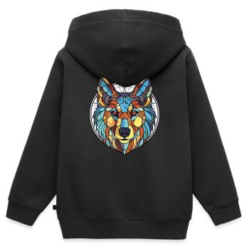 Cao De Castro Laboreiro Wolf Hunderasse Aquarell - Kinder Premium Organic Zip Hoodie - Schwarz - Hinten - AI Model Kid Male (0cm)