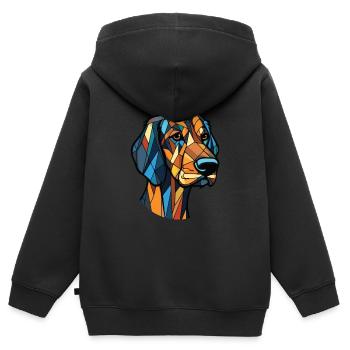 Braque Saint Germain chien race aquarelle colorée - Sweat Premium à capuche zippé enfant bio - noir - Dos - AI Model Kid Male (0cm)