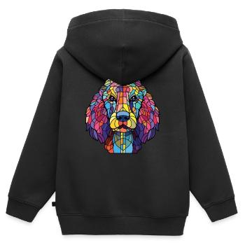 Schnurpudel-Hunderasse Aquarell-Illustration - Kinder Premium Organic Zip Hoodie - Schwarz - Hinten - AI Model Kid Male (0cm)