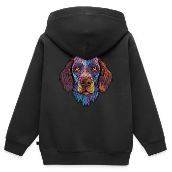 Deutscher rauhaariger Vorstehhund Rasse Aquarell - Kinder Premium Organic Zip Hoodie - Schwarz - Hinten - AI Model Kid Male (0cm)