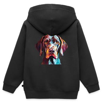 Deutsch Kurzhaar Hund Rasse Aquarell - Kinder Premium Organic Zip Hoodie - Schwarz - Hinten - AI Model Kid Male (0cm)