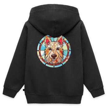 Berger Picard Hunderasse Aquarell Illustration - Kinder Premium Organic Zip Hoodie - Schwarz - Hinten - AI Model Kid Male (0cm)
