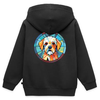 Französischer dreifarbiger Hundehund Rasse Aquarellglas - Kinder Premium Organic Zip Hoodie - Schwarz - Hinten - AI Model Kid Male (0cm)
