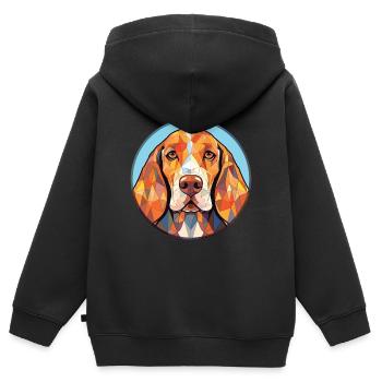 Amerikanisch Englisch Coonhound Hunderasse Aquarell - Kinder Premium Organic Zip Hoodie - Schwarz - Hinten - AI Model Kid Male (0cm)