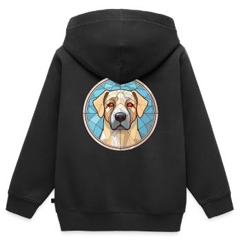 Anatolische Schäferhundsrasse buntes Aquarell - Kinder Premium Organic Zip Hoodie - Schwarz - Hinten - AI Model Kid Male (0cm)
