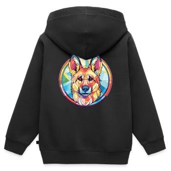German Shepherd Dog Breed Colorful Watercolor - Kids Premium Organic Zip-up Hoodie - black - Back - AI Model Kid Male (0cm)