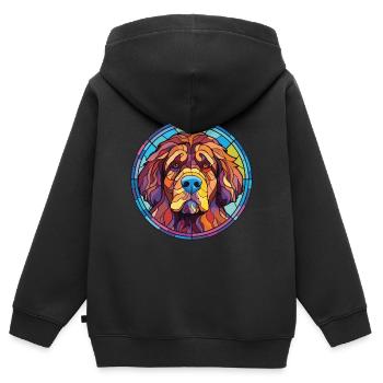 Tibetischer Mastiff Hunderasse Aquarell Illustration - Kinder Premium Organic Zip Hoodie - Schwarz - Hinten - AI Model Kid Male (0cm)