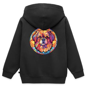 Tibetische Spaniel-Hunderasse Aquarell-Illustration - Kinder Premium Organic Zip Hoodie - Schwarz - Hinten - AI Model Kid Male (0cm)
