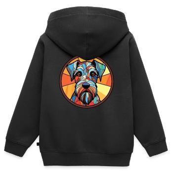 Standard Schnauzer chien race aquarelle colorée - Sweat Premium à capuche zippé enfant bio - noir - Dos - AI Model Kid Male (0cm)