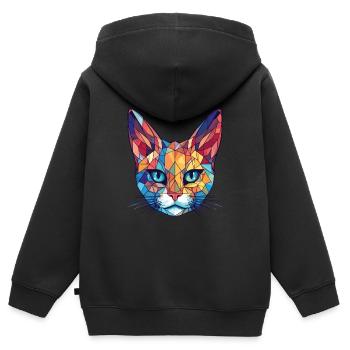 Pixie Bob Katze Bunte Aquarell Haustier Illustration - Kinder Premium Organic Zip Hoodie - Schwarz - Hinten - AI Model Kid Male (0cm)