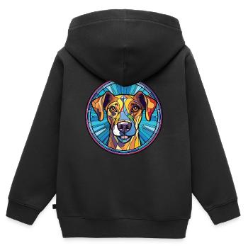 Alano Español Hunderasse Aquarell Illustration - Kinder Premium Organic Zip Hoodie - Schwarz - Hinten - AI Model Kid Male (0cm)