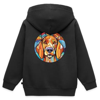 Austrealian Shephard Hunderasse buntes Aquarell - Kinder Premium Organic Zip Hoodie - Schwarz - Hinten - AI Model Kid Male (0cm)