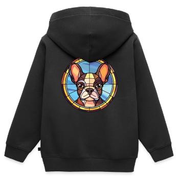 Anglo Français de Petite Venerie-Hund Aquarell - Kinder Premium Organic Zip Hoodie - Schwarz - Hinten - AI Model Kid Male (0cm)