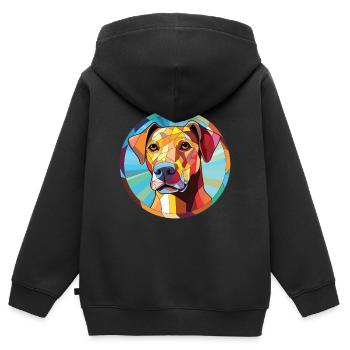Braque Saint Germain chien race aquarelle colorée - Sweat Premium à capuche zippé enfant bio - noir - Dos - AI Model Kid Male (0cm)