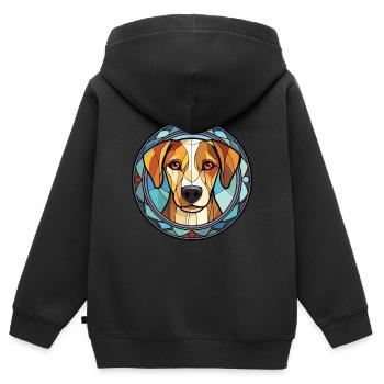 Kretische Hunderasse Aquarell-Illustration - Kinder Premium Organic Zip Hoodie - Schwarz - Hinten - AI Model Kid Male (0cm)