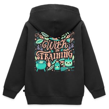 Sorcière en formation - Sweat Premium à capuche zippé enfant bio - noir - Dos - AI Model Kid Male (0cm)