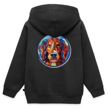Slovensky Kopov Slowakische Hunderasse Aquarellglas - Kinder Premium Organic Zip Hoodie - Schwarz - Hinten - AI Model Kid Male (0cm)