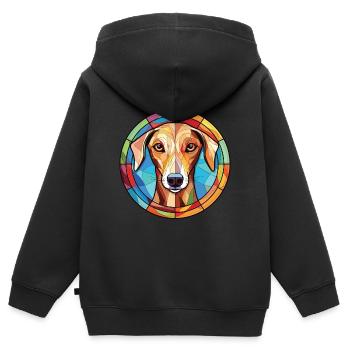 Old Croatian Sighthound Dog Breed Watercolor Glass - Kids Premium Organic Zip-up Hoodie - black - Back - AI Model Kid Male (0cm)