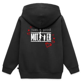 Nur eine gute Mutter, eine gute Mutter - Kinder Premium Organic Zip Hoodie - Schwarz - Hinten - AI Model Kid Male (0cm)