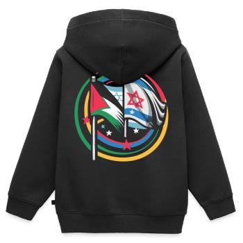 Einheit für den Frieden Flaggen Israels Palästina - Kinder Premium Organic Zip Hoodie - Schwarz - Hinten - AI Model Kid Male (0cm)