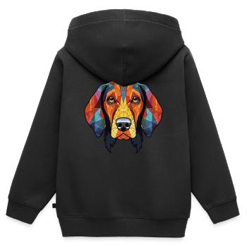 Serbischer dreifarbiger Jagdhund Hunderasse Aquarell - Kinder Premium Organic Zip Hoodie - Schwarz - Hinten - AI Model Kid Male (0cm)