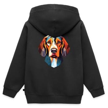 Sibirischer dreifarbiger Hund Hunderasse Aquarellglas - Kinder Premium Organic Zip Hoodie - Schwarz - Hinten - AI Model Kid Male (0cm)