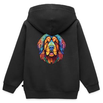 Tibetischer Mastiff Hunderasse Aquarell Illustration - Kinder Premium Organic Zip Hoodie - Schwarz - Hinten - AI Model Kid Male (0cm)