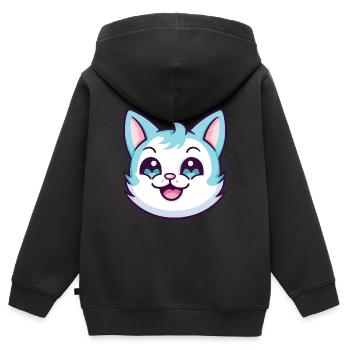 Hantilly Tiffany Katze Cartoon Aquarell Clipart - Kinder Premium Organic Zip Hoodie - Schwarz - Hinten - AI Model Kid Male (0cm)