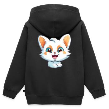 Brume australienne chat dessin animé aquarelle Clipart - Sweat Premium à capuche zippé enfant bio - noir - Dos - AI Model Kid Male (0cm)