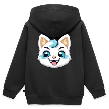 Hantilly Tiffany Katze Cartoon Aquarell Clipart - Kinder Premium Organic Zip Hoodie - Schwarz - Hinten - AI Model Kid Male (0cm)
