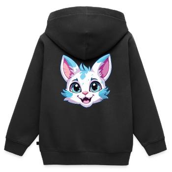 Australien tacheté brume chat dessin animé Art de l’aquarelle - Sweat Premium à capuche zippé enfant bio - noir - Dos - AI Model Kid Male (0cm)