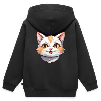 Hauskatze Cartoon Aquarell Illustration - Kinder Premium Organic Zip Hoodie - Schwarz - Hinten - AI Model Kid Male (0cm)