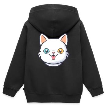 Hantilly Tiffany Katze Cartoon Aquarell Clipart - Kinder Premium Organic Zip Hoodie - Schwarz - Hinten - AI Model Kid Male (0cm)