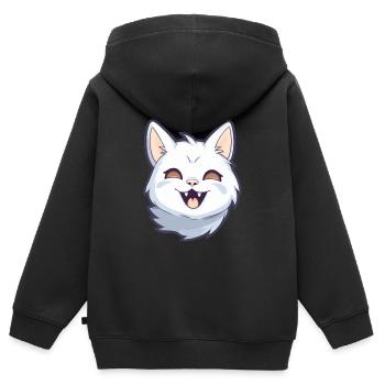 Brume australienne chat dessin animé aquarelle Clipart - Sweat Premium à capuche zippé enfant bio - noir - Dos - AI Model Kid Male (0cm)