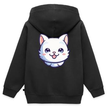Bambino Katze Cartoon Aquarell Illustration - Kinder Premium Organic Zip Hoodie - Schwarz - Hinten - AI Model Kid Male (0cm)