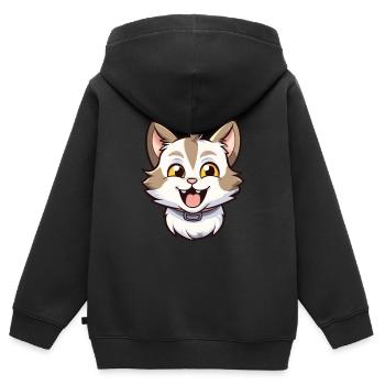 Bambino Katze Cartoon Aquarell Illustration - Kinder Premium Organic Zip Hoodie - Schwarz - Hinten - AI Model Kid Male (0cm)