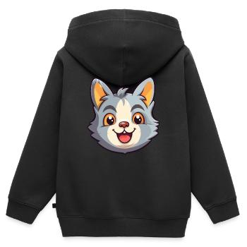 Hauskatze Cartoon Aquarell Illustration - Kinder Premium Organic Zip Hoodie - Schwarz - Hinten - AI Model Kid Male (0cm)
