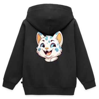 Australien tacheté brume chat dessin animé Art de l’aquarelle - Sweat Premium à capuche zippé enfant bio - noir - Dos - AI Model Kid Male (0cm)