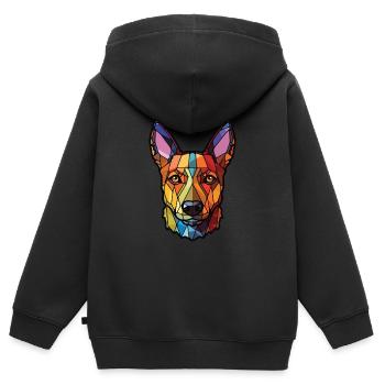 Lancashire Heeler Ormskirk Terrier Hund Aquarell - Kinder Premium Organic Zip Hoodie - Schwarz - Hinten - AI Model Kid Male (0cm)