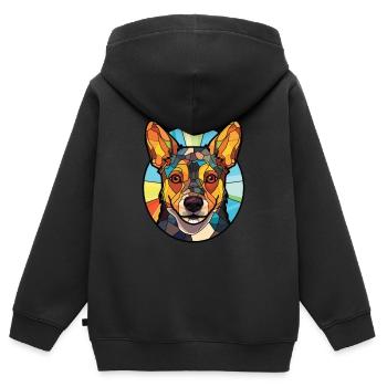 Lancashire Heeler Hunderasse buntes Aquarell - Kinder Premium Organic Zip Hoodie - Schwarz - Hinten - AI Model Kid Male (0cm)