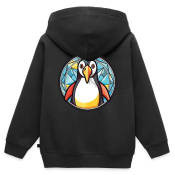 Pinguin bunte Aquarell-Tierillustration - Kinder Premium Organic Zip Hoodie - Schwarz - Hinten - AI Model Kid Male (0cm)