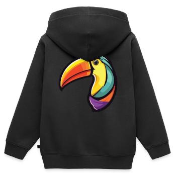 Toucan Colorful Watercolor Animal Pet Illustration - Kids Premium Organic Zip-up Hoodie - black - Back - AI Model Kid Male (0cm)