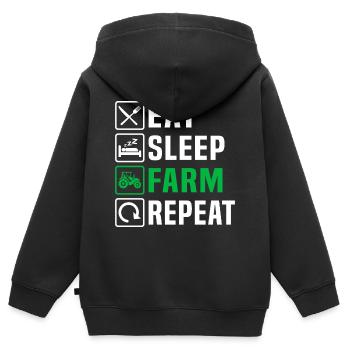Eat Sleep Farm Repeat Farming - Kinder Premium Organic Zip Hoodie - Schwarz - Hinten - AI Model Kid Male (0cm)