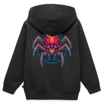 Arachnides de conception d’araignée abstraite colorée - Sweat Premium à capuche zippé enfant bio - noir - Dos - AI Model Kid Male (0cm)