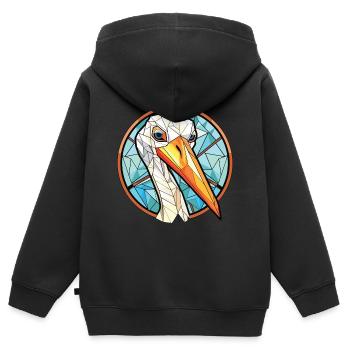 Cygne aquarelle colorée Animal animal de compagnie Illustration - Sweat Premium à capuche zippé enfant bio - noir - Dos - AI Model Kid Male (0cm)