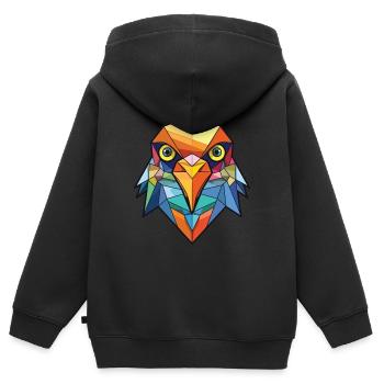 Coucou aquarelle colorée Animal animal de compagnie Illustration - Sweat Premium à capuche zippé enfant bio - noir - Dos - AI Model Kid Male (0cm)