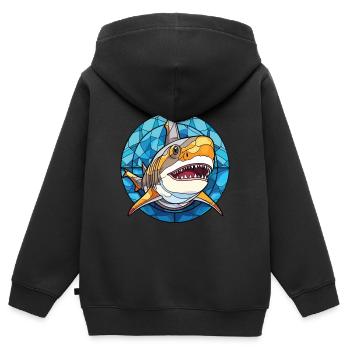 Hai buntes Aquarell Tier Haustier Illustration - Kinder Premium Organic Zip Hoodie - Schwarz - Hinten - AI Model Kid Male (0cm)