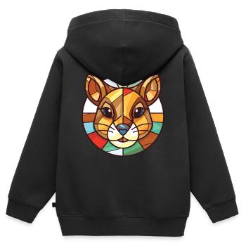 Chipmunk coloré aquarelle Animal Illustration - Sweat Premium à capuche zippé enfant bio - noir - Dos - AI Model Kid Male (0cm)