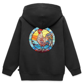 Chicken Colorful Watercolor Animal Illustration - Kids Premium Organic Zip-up Hoodie - black - Back - AI Model Kid Male (0cm)